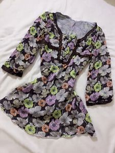 Y2k Sheer Floral Print Top