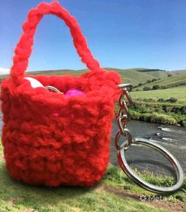 Cute Red Woven Bag Keychain