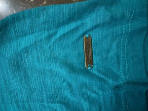 Roadster Teal Long Sleeve Lattice Back Top