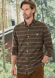 Gant Brown Striped Shirt | Manor Cord Fitted | Siz