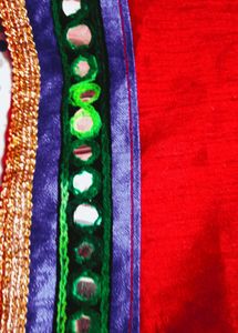 Vibrant Red Saree with Embellished Border