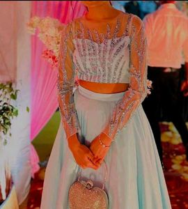 Elegant Blue Embellished Lehenga Choli