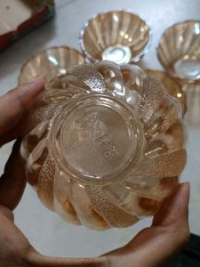Set of 5 Amber Glass Bowls ( Vintage)