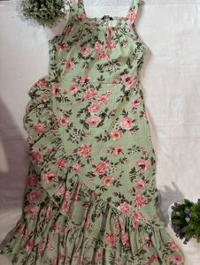 Floral Print Ruffle Midi Dress
