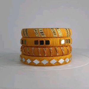 Yellow Thread Bangles (Set of 4)💛🧡🩷🩵