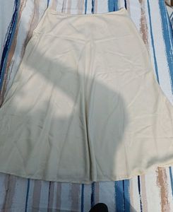 Flowy Cream A-Line Midi Skirt
