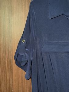 Elegant Navy Blue Maxi Dress with Belt