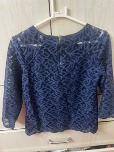 Laila Grace Blue Lace Top