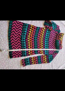 Vibrant Geometric Print Turtleneck Sweater