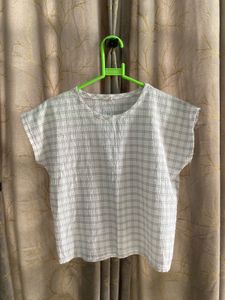 White Checkered Cropped Top