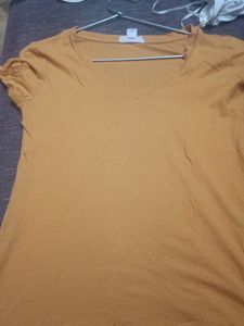 Forever 21 Mustard V-Neck Tee