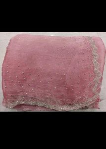 Elegant Pink Embellished Saree