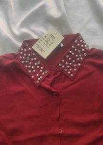 Chic Maroon Button-Up Shirt