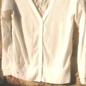 White Lace Back Cardigan