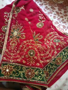 Red Embroidered Saree with Blouse