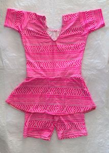 Kids swimsuit - Neon Pink Geometric Print