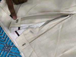 Men's Beige Linen Blend Trousers
