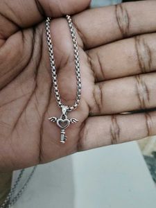 Winged Heart Key Necklace