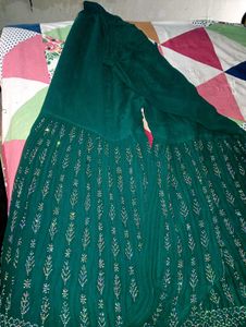 Green Embellished sharara suit