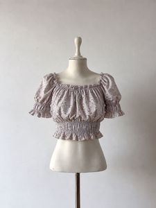 Floral Puff Sleeve Smocked Crop Top