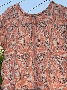 Chic Leaf Print Casual Top