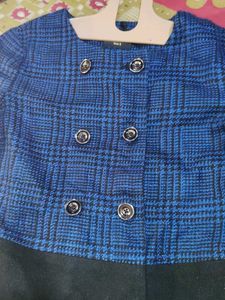 Chic Blue Plaid Double-Breasted korean style Jacke