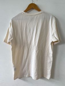 H&amp;M X Reebok Cream Logo T-Shirt