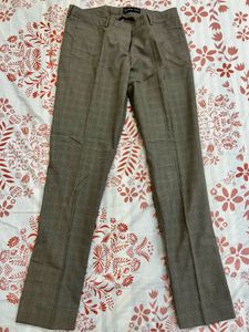 Women’s Beige Checked Formal Trousers