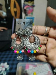 Bohemian Jhumka Earrings with Multicolor Beads