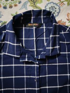 Blue Checked Tie-Front Shirt