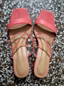 Coral Block Heel Sandals 2 inches