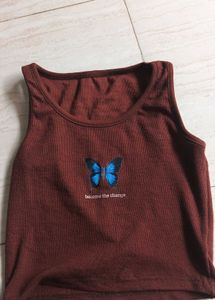 Brown Butterfly Crop Top