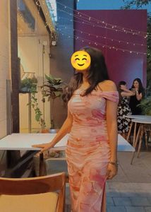 Elegant Pink Floral Off-Shoulder Ruched Dress