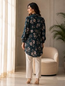 Chic Floral Print Peplum Top