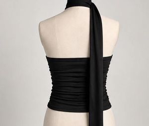 Chic Black Halter Top with Scarf
