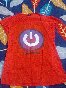Fun Red Graphic Print Top XS size