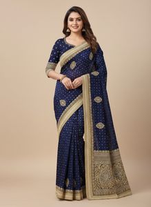 Elegant Blue Embroidered Saree