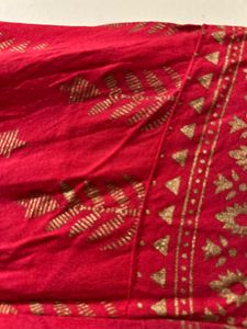 Red Floor Length Ethnic Dress with Gold Border