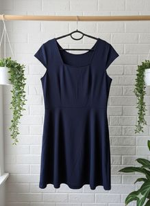 Navy Blue Fit &amp; Flare Casual Dress