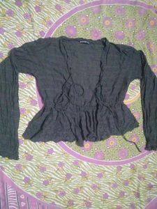 Dark Grey Peplum Top
