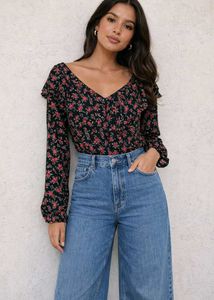 Forever 21 Floral Print Ruffle Blouse