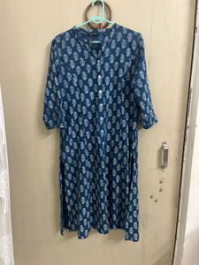 Blue Printed Zudio Cotton Kurta