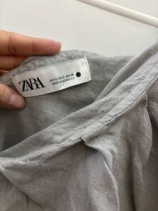 Zara Linen One Shoulder Top with Ruffle Detail