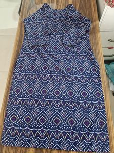 Trendy Navy Blue Printed Kurti