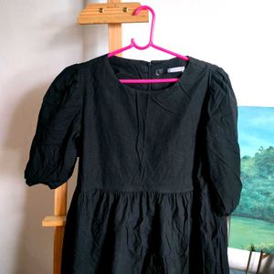 Black Puff Sleeve Mini Dress