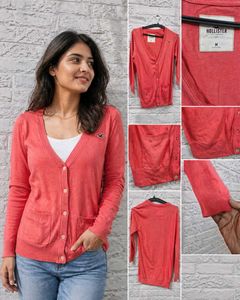 Hollister Coral Cardigan Sweater