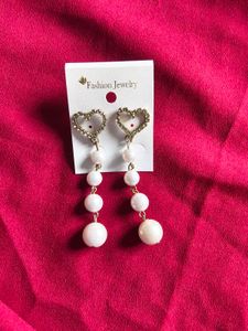 Elegant Pearl & Heart Drop Earrings