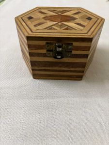 Vintage Hexagonal Wooden Jewelry Box
