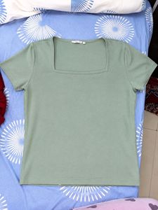 Sage Green Square Neck T-Shirt