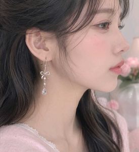 Bow &amp; Crystal Dangle Earrings